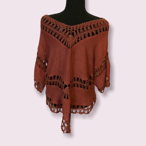 BoHo crochet Rue 21 Women’s top, size L, Color pumpkin - Picture 1 of 6